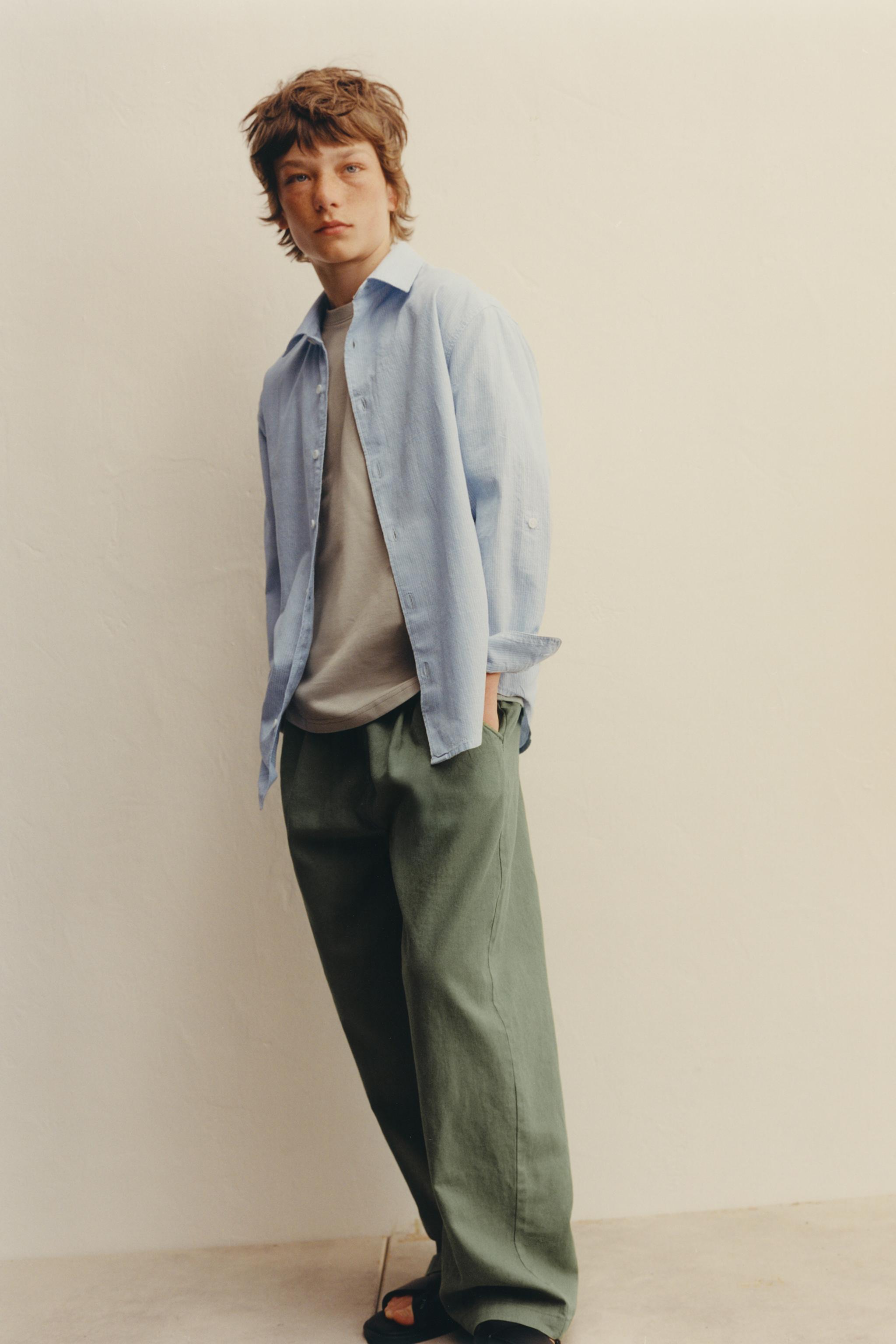 STRAIGHT-LEG COTTON LINEN PANTS